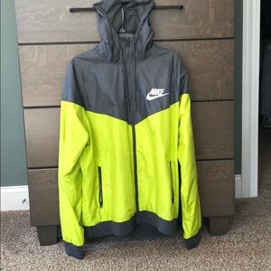 Nike men’s windbreaker, XL, gray and neon
